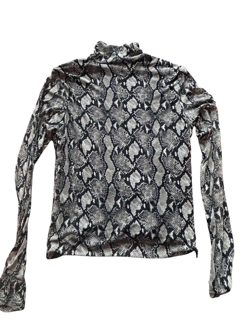 Rachel Zoe Snakeskin Print Mesh Turtleneck Top | Y2K Sheer Animal Print